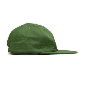 Found Feather 6-panel baseball cap in army green combed chino – No