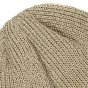 Knit beanie in beige cotton linen ramie