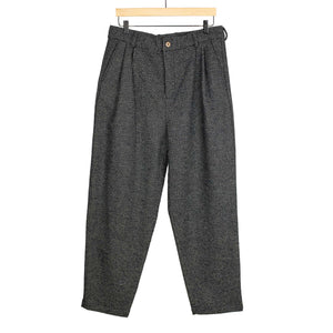 Double pleated trousers in black and grey birdseye wool