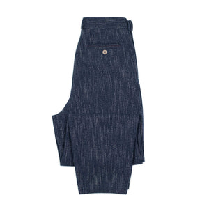 Double pleated trousers in navy and white wool