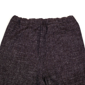 Pleated drawstring trousers in brown, navy and white speckled wool