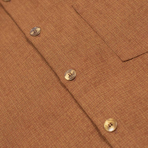Rust and gold shirt in hopsack wool