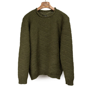 Frank Leder FW26 Rolled edge collar handknit sweater in switchback