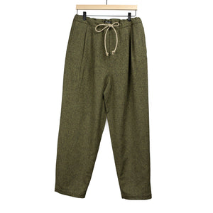 Frank Leder SS25 Double pleated drawstring trousers in forest