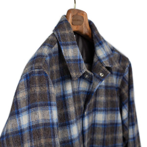 Fujito FW25 CPO jacket in blue and brown plaid brushed wool and