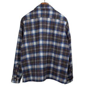 Fujito FW25 CPO jacket in blue and brown plaid brushed wool and