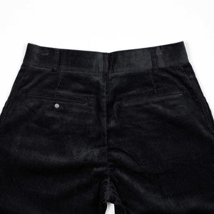 Fujito FW25 Pleated wide slacks in black cotton corduroy – No Man