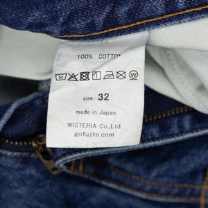 Fujito SS26 Tapered five pocket jeans in medium wash blue denim