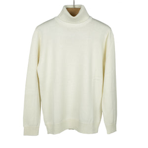 Rollneck sweater in panna ecru superfine merino wool (restock)