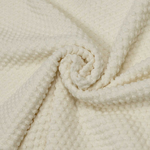 Bubble-knit short sleeve polo shirt in ecru cotton (restock)