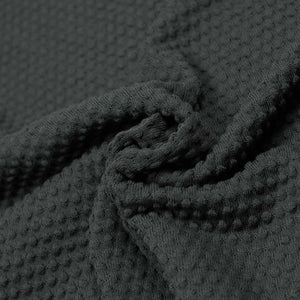 Bubble-knit short sleeve polo shirt in grey cotton (restock)