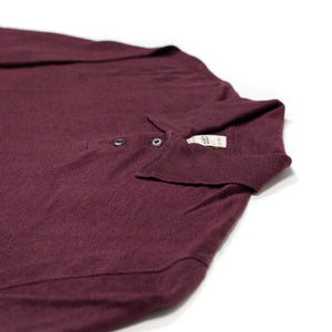 Knit long sleeve polo shirt in bordeaux linen (restock)