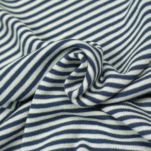 Knit short sleeve polo in blue and white striped cotton (restock)