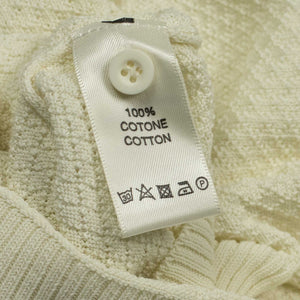 Knit short sleeve polo in ecru mini diamond pattern cotton (restock)