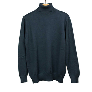 Rollneck sweater in petrol superfine merino wool