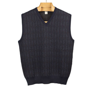 GRP Sweater vest in blue charcoal and brown retro diamond merino wool – No  Man Walks Alone