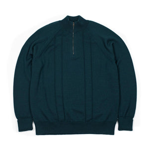 GRP FW25 Raglan sleeve quarter-zip in jungle green merino wool