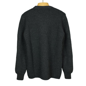 Chunky ribbed crewneck sweater in charcoal grey merino wool (restock)