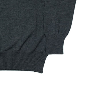 Knit long sleeve polo in Charcoal grey merino wool (restock)