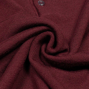 Knit long sleeve polo in burgundy red merino wool (restock)