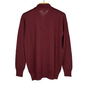 Knit long sleeve polo in burgundy red merino wool (restock)