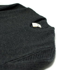 Chunky ribbed crewneck sweater in charcoal grey merino wool (restock)