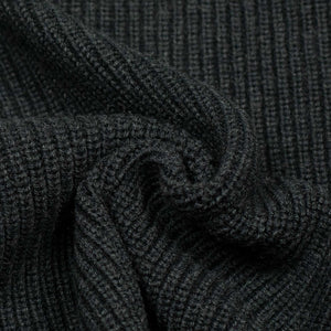 Chunky ribbed crewneck sweater in charcoal grey merino wool (restock)