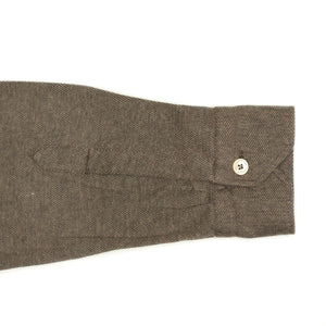 Long-sleeve polo shirt in brown double-face cotton cashmere (restock)