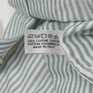 Buttoned collar shirt in washed green candy stripe oxford (restock)