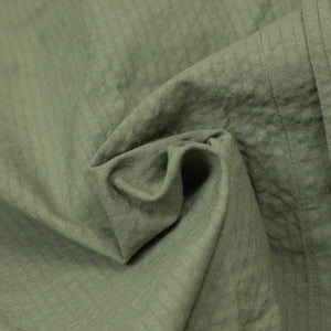 Camp collar short shirt sleeve shirt in green cotton seersucker (restock)