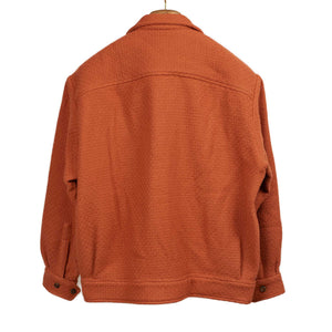 Buttoned blouson jacket in orange basketweave wool