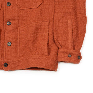 Buttoned blouson jacket in orange basketweave wool