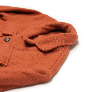 Buttoned blouson jacket in orange basketweave wool