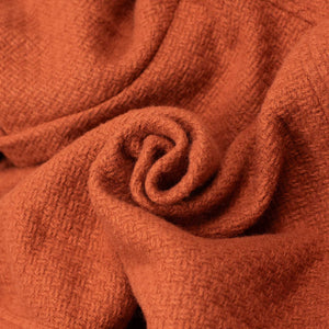 Buttoned blouson jacket in orange basketweave wool