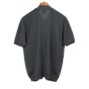 Camp collar short shirt sleeve shirt in ebony cotton seersucker (restock)