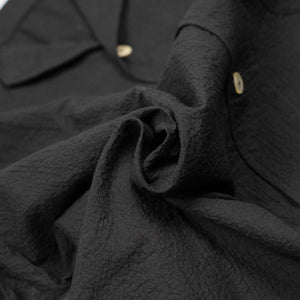 Camp collar short shirt sleeve shirt in ebony cotton seersucker (restock)