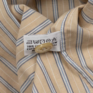 Exclusive Work Shirt in peach cotton with white and blue retro stripes