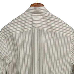 Exclusive Work Shirt in ecru cotton with blue and tan retro stripes