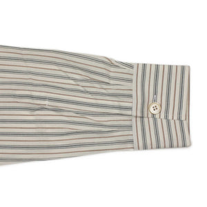 Exclusive Work Shirt in ecru cotton with blue and tan retro stripes