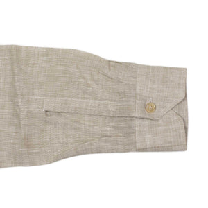 Beige linen popover shirt, one-piece Capri collar (restock)