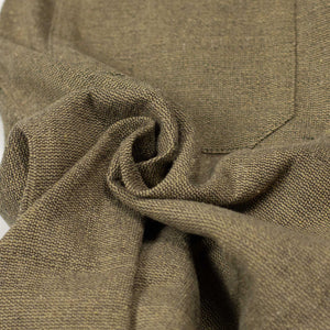 Single pleat trouser in mossy beige hand-loomed cotton