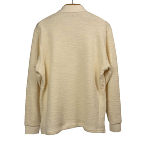 Lined polo sweater in ecru wool and cotton