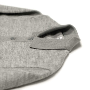 Lined polo sweater in light grey wool and cotton