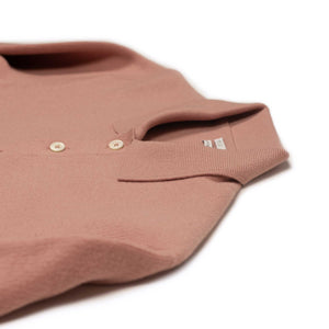 Molded polo sweater in pink wool mix