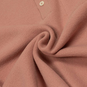 Molded polo sweater in pink wool mix