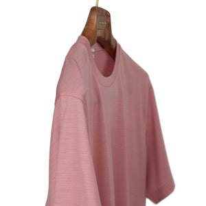 Short-sleeve t-shirt in light pink washable wool jersey