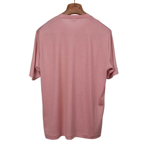 Short-sleeve t-shirt in light pink washable wool jersey
