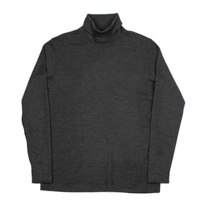 Turtleneck in charcoal wool jersey