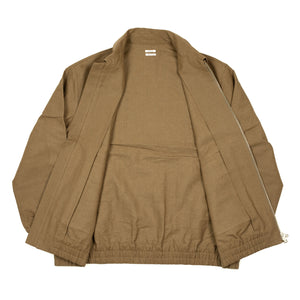 Mechanic blouson in tobacco brown paper and linen