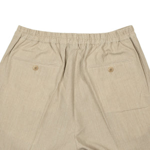 Pleated easy pants in oatmeal wool linen cotton (Exclusive)